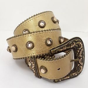 LeatherRock Swarovski Crystal Leather Western Belt
